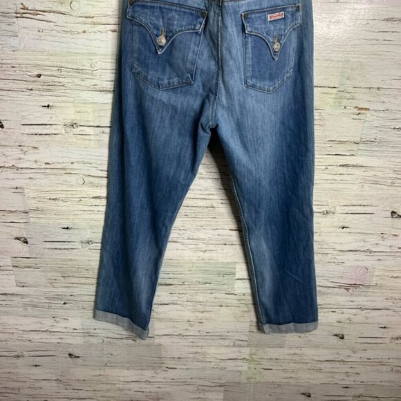 Hudson Jeans Womens size 29 Blue Straight Crop Cuff Flap pockets Low Rise - Picture 8 of 9